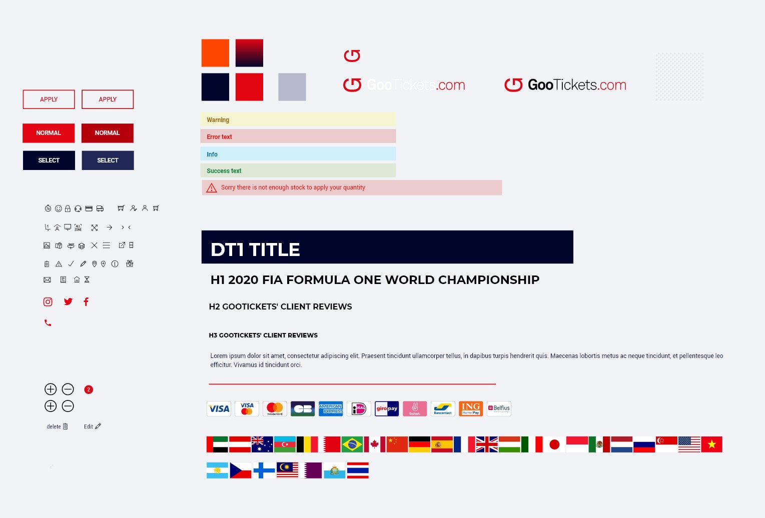 Design system, component library and visual guidelines